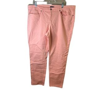 Eileen Fisher Salmon Peach Color 5 Pocket Button Closure Straight Leg Jeans 22